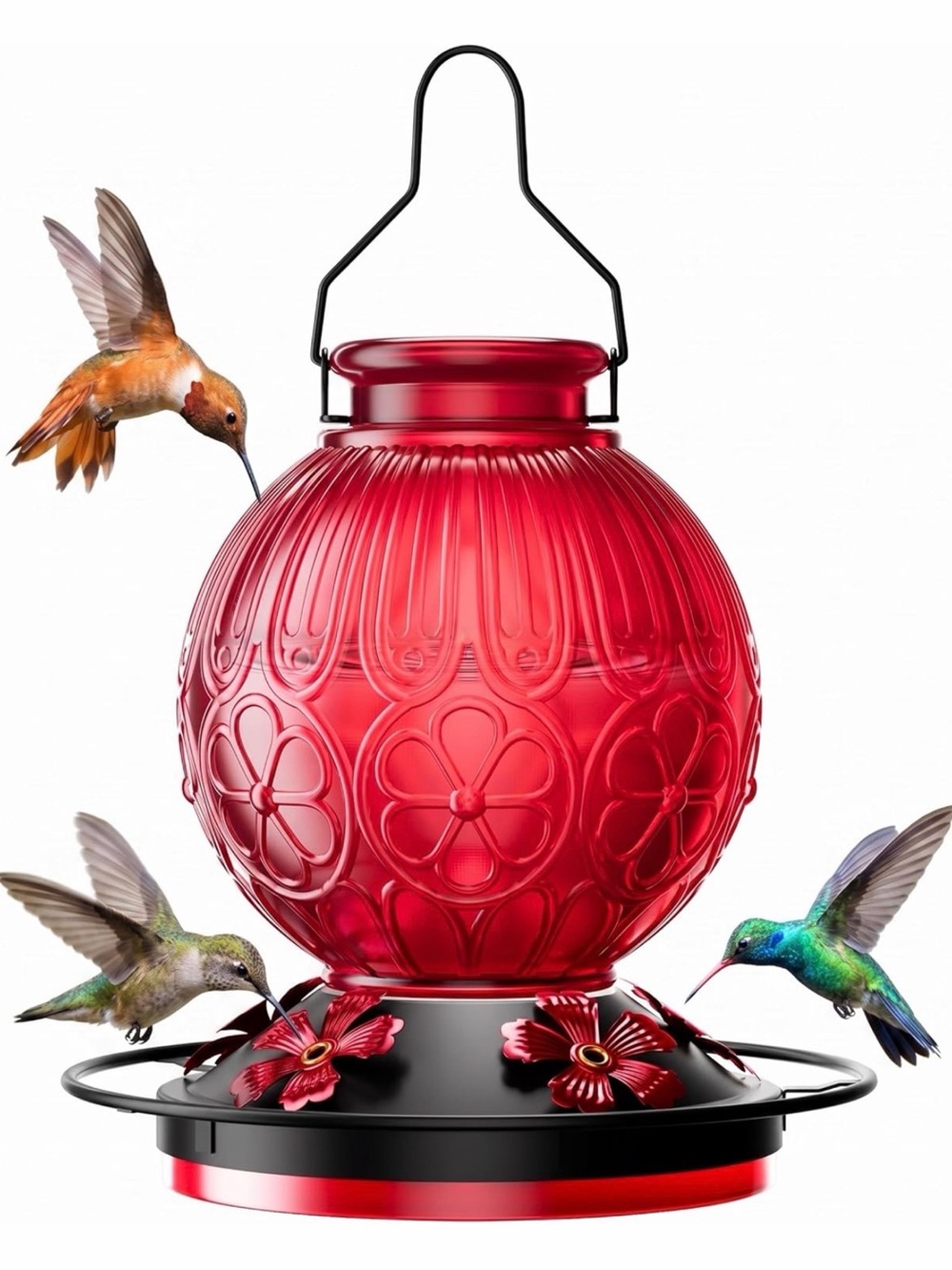 Hummingbird vintage glass bird feeder